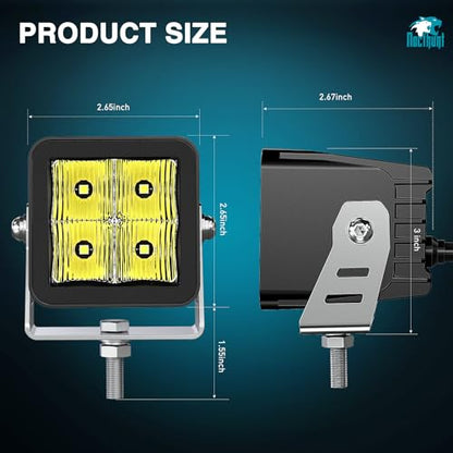 Nilight LED Pod Lights 2 PCS 3 Inch 4LED Flood Beam Square Offroad Driving Side Rear Back-Up Light Built-in EMC for Tractor Truck Motorcycle Boat ATV - color: 3Inch 4Led Light Pods