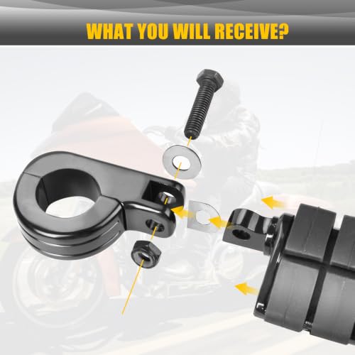 1.25" Motorcycle Highway Footpegs, Adjustable Footrest Pegs Mounting P-Clamps Compatible with Harley Sportster Touring Softail Dyna Honda Kawasaki Suzuki Yamaha 1-1/4" Engine Guard - color: Black Style 7