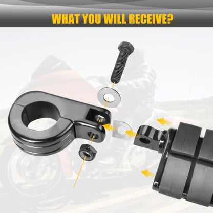 1.25" Motorcycle Highway Footpegs, Adjustable Footrest Pegs Mounting P-Clamps Compatible with Harley Sportster Touring Softail Dyna Honda Kawasaki Suzuki Yamaha 1-1/4" Engine Guard - color: Black Style 7