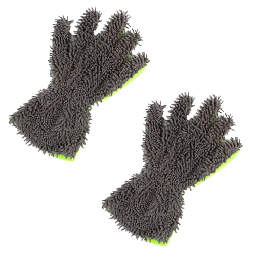 2PCS Car Wash Mitts, Double Sided Chenille Microfiber Dusting Gloves with 5-Finger Design, Anti-Scratch Auto Interior Exterior Detailing Mitt for Cleaning Wheel Tight Spot (Grey) - color: Grey