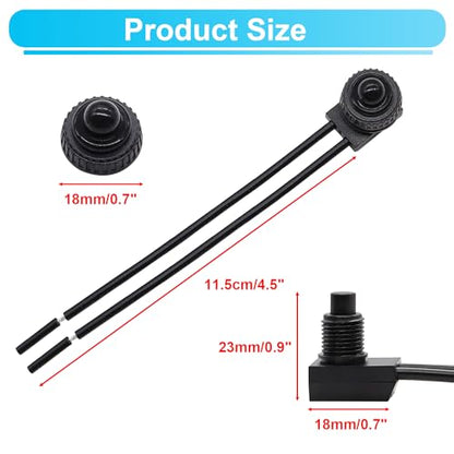 TWTADE 2PCS Waterproof RV Push Button Switch 12V ON/Off SPST Switch for Motorcycle/Auto Car Bathroom Fan with 4.5'' Lines KP-107 - size: 2 PCS