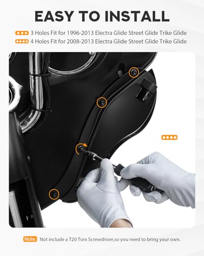 PBYMT Fairing Air Deflectors Side Wings Windshield Adjustable Wind Deflectors Compatible for 2008-2013 Harley Electra Glide Street Glide Trike