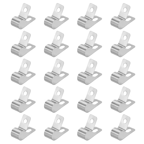 HARFINGTON 20pcs Metal Wire Clamp 5/16" Inch (8mm) R-Type Cable Clip 304 Stainless Steel Conduit Cable Clamp Cord Fastener Holder Strap Clip for Industrial Household Installation Pipe Wire - size: 5/16" (8mm)