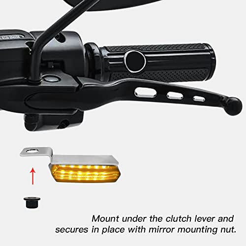 Mini LED Turn Signals Motorcycle Front Sequential Indicators 3 Wire Handlebar Blinkers with Running Lights Universal Compatible with Harley Yamaha Honda Kawasaki(Chrome with White/Amber light) - color: Chrome with White/Amber light