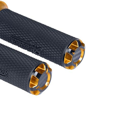 Advanblack AXION Performance Grips, Electronic Throttle Control Grips Compatible with Harley Touring Road Glide Street Glide, Softail - color: Gold