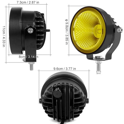 2PCS 4 Inch 60W Led Pod Lights 4x4 Offroad Yellow Driving Lights Flood Beam Waterproof Work Auxiliary Lights Bumper Lights Fit For 12V 24V Car Truck ATV Boat Motorcycle Fog Lights - color: Yellow