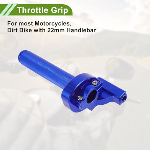 22mm Throttle Grip with 120cm White Throttle Cable 1 Pair of Bullet-Shaped Blue Handle Sleeves Plastic Aluminum Alloy Motorcycle Throttle Grip Blue - color: Blue