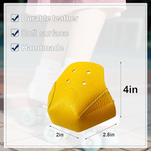 100% Real Cowhide | Toe Cap Guard Protectors | Roller Skate Derby Speed 1 Pair(Yellow) - color: Yellow