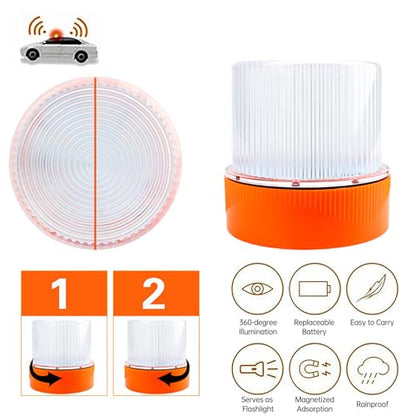 Marhynchus Traffic Emergency Light, Portable LED Strobe Beacon with Magnetized Roof Mount and Hook IP67 Water Proof for Car Motorcycle Truck Roadside Emergencies (Yellow White) - color: Yellow White