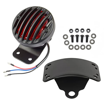 Amazicha 1" Motorcycle LED Tail Brake Light with Bracket, IP67 Waterproof Motorcycle Side Mount License Plate Rear Light Compatible for Harley Sporster Bobber Chopper Yamaha Suzuki Honda Kawasaki - size: 1inch, style: Curved