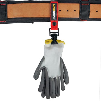 MELOTOUGH Firefighter Glove Strap | Work Glove Holder Clip with Glove Leash Swivel Snap Hook,Alligator Clip - color: Red