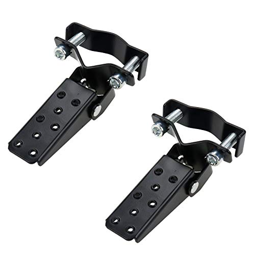Modengzhe Foldable Foot Pedals, Universal Frame Clamp-On Type Folding Foot Step Pegs for Motorcycle (Chrome Plated),Pack of 2 - color: Black