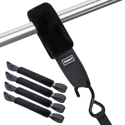 Ayaport Soft Tie Cover Set Include 4 pcs Synthetic Sheepskin Plush Covers and 4 pcs Soft Loop Tie Down Straps for Protecting Motorcycle, Dirt Bike, ATV, UTV etc. 1.5"x18" - size: 1.5"x18“