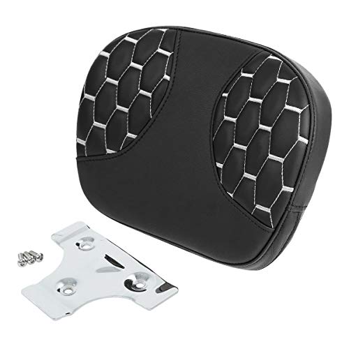 C.C. RIDER Sissy Bar Backrest Pad Fit For Harley Touring Road King Road Glide 1997-2022 CVO Street Glide Ultra Classic - color: Grey Stitching, size: Style C