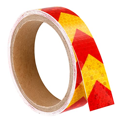 PATIKIL Reflective Tape, 1 Roll 10 Ft x 1-inch Waterproof Adhesive High Visibility Caution Warning Safety Tape Reflector for Trucks Trailers Cars, Arrow Yellow Red - color: Yellow Red, size: 10 ft x 1-inch