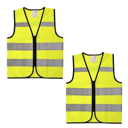 High Visibility Kids Safety Vest,Toddler Safety Vest,Reflective Vest Kids,Toddler Construction Vest For Cycling &Running, Y/2Pack/XS/Zipper - color: Neon Yellow（zipper-2pc）, size: X-Small