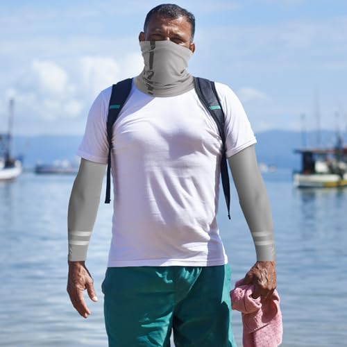 10 PCS UV Protection Reflective Strap Arm Sleeves and Neck Gaiter Reflective Safety Bandana for Outdoor Activities - color: Light Grey + Dark Grey + Black