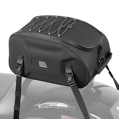 KEMIMOTO Motorcycle Tail Bag, 13L Large Waterproof Motorcycle Seat Bag for Rear Rack, Versatile Storage Saddle Bag with Shoulder Strap and Rain Cover for Commutes and Short Trips