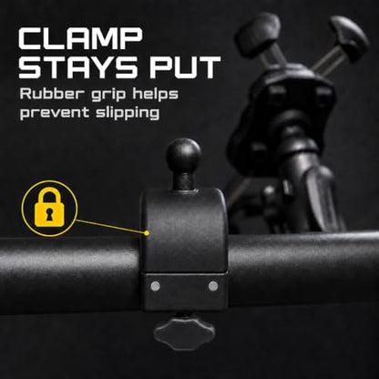 Cycle Phone Mount, 4.5-7" Smart Phones, Handlebar Grip Mount with Vibration Dampening System, Secure Quick-Release Design for Motorcycles and Bicycles