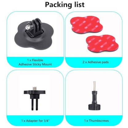 Flexible Helmet Mount Adhesive Attachment Kit for Insta360 X5 X4 Air X4 X3 X2 Ace Pro Ace, Helmet Camera Mount Compatible with GoPro Hero, SJCAM, Panoramic Camera, Action Camera Accessories