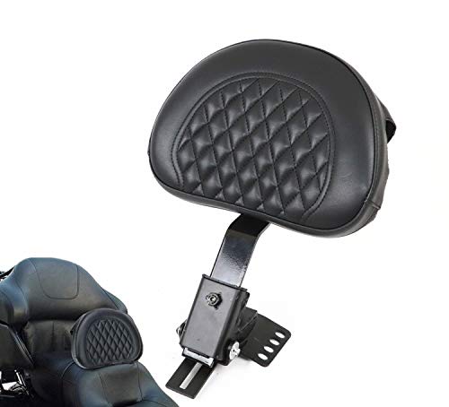 AUFER Motorcycle Adjustable Plug-in Driver Backrest Rider Backrest Compatible With For Harley Touring Models Road King FLHR Street Glide FLHX Road Glide FLTR Electra Glide FLHT 1997-2026 Back Rest - size: Grid Style (Black)