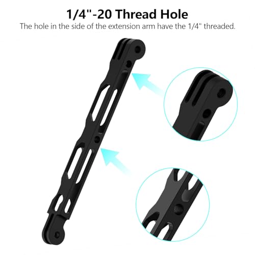HSU Extension Arm for GoPro, Aluminum Helmet Stick Extension Arm Mount for GoPro Hero 13/12/11/10/9/8/7/6/5 Black, DJI Osmo Action and More (6.5") - color: 6.5" Black