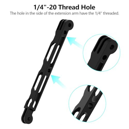HSU Extension Arm for GoPro, Aluminum Helmet Stick Extension Arm Mount for GoPro Hero 13/12/11/10/9/8/7/6/5 Black, DJI Osmo Action and More (6.5") - color: 6.5" Black