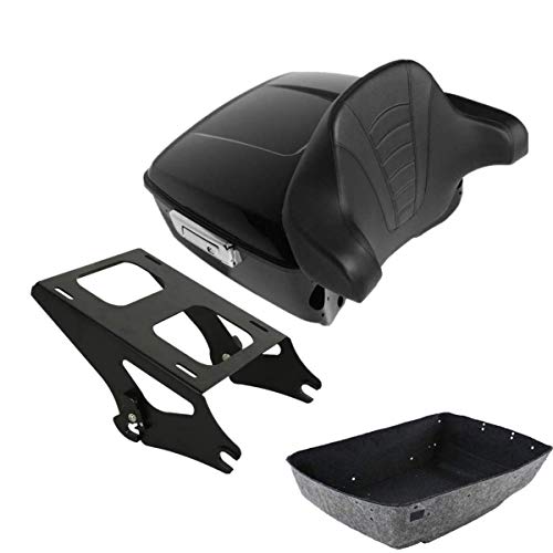 TCMT King Motorcycle Trunk Box Backrest 2 Up Mount Fit For Harley 2014-2025 Touring CVO Road King Road Glide Street Glide Electra Glide Ultra Limited Pack - color: Style A+Black 2 Up Rack#1