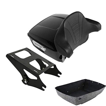 TCMT King Motorcycle Trunk Box Backrest 2 Up Mount Fit For Harley 2014-2025 Touring CVO Road King Road Glide Street Glide Electra Glide Ultra Limited Pack - color: Style A+Black 2 Up Rack#1