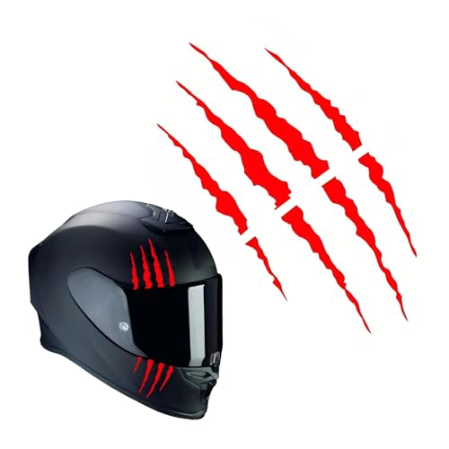 1 Set Motorcycle Helmet Stickers, Claw Scratch Design, Waterproof Reflective Decals for DIY Decoration, Universal for Most Helmets, Vehicles, Laptops (Red) - color: Red