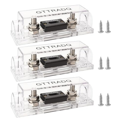 3-Pack Waterproof ANL Fuse Holder 200A 32VDC, with 200A ANL Fuses, Universal Bolt Pattern for Car Audio, Truck, RV, Solar System, Marine - color: 200Amp