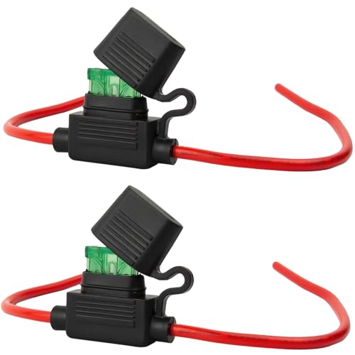 VANSIHO 12AWG Waterproof Inline Fuse Holder Kit (2-Pack) with 30A Blade Fuses - IP65 Rated, 30cm Length - for Automotive, Marine, Boat, RV, Motorcycle Electrical Systems