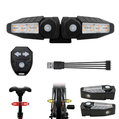 Upgrade Bike Tail Light with Projection USB Rechargeable Bike Turn Signals 150 Lumen Ultra Bright Turn Signals for Bicycle with Alarm Horn Bicycle Rear Light for Night Riding, 5 Mode
