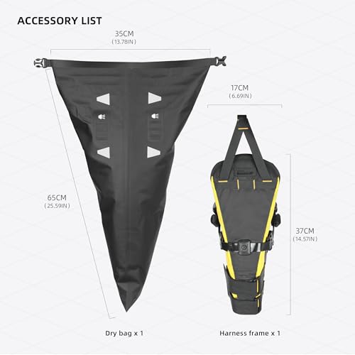 Rhinowalk 14L Waterproof Hardshell Bike Saddle Bag – Two-Piece Rear Seat Bag,Mount, Tear-Resistant, No-Screw Installation, Fits Most Bikes-(White+Black) - color: White+Black