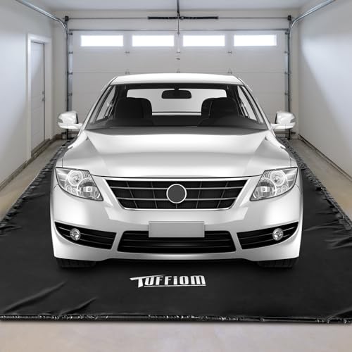 TUFFIOM 9'x 20' Containment Mat w/Squeegee, Garage Floor Mats for Under Car, Heavy Duty Waterproof Car Parking Mats for Snow Ice Rain Mud Oil - size: 9' x 20'