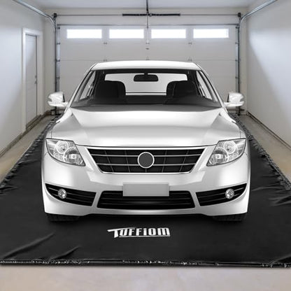 TUFFIOM 9'x 20' Containment Mat w/Squeegee, Garage Floor Mats for Under Car, Heavy Duty Waterproof Car Parking Mats for Snow Ice Rain Mud Oil - size: 9' x 20'