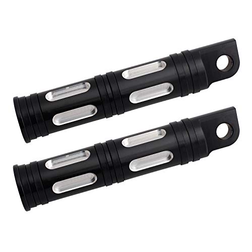 NTHREEAUTO Control Pegs, Edge Cut Passenger Shifter Footrest Compatible with Harley Sportster v rod Softail Road King Street Heritage Electra Glide - color: Black/Chrome-1