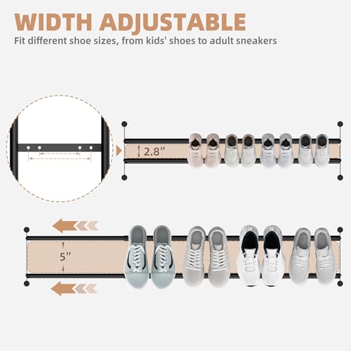 STORAGE MANIAC Long Expandable Shoe Rack, 18 Pairs Metal Wide Stackable Shoe Rack, Adjustable Shoes Shelf, Freestanding Shoes Organizer for Closet, Entryway, Hallway, Garage, Front Door, 3 Tiers - size: 3-tier