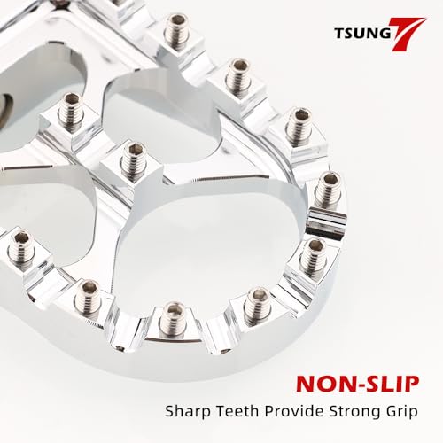 TSUNG Off Road Motorcycle Foot Pegs MX Style Footpegs – Compatible with Dyna, Fatboy, Sportster, Iron 883, CNC Wide 360° Rotating Foot Pedals (Chrome) - color: Chrome