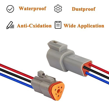 14 AWG 3 Pin DT Connector Waterproof Automotive Electrical Connector, Male and Female Way Auto Electrical Wire Connectors Harness for Car Truck Boat Motorcycle Trike Caravan - 3 Pack - style: 3 Pin-3 Sets
