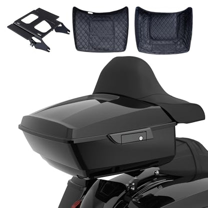 Advanblack 2024 Road Glide Vivid Black King Tour Trunk Pack Vechicle Bag Compatible with Motorcycle Harley Touring CVO Road Glide, Street Glide, 2023.5 2024 2025 Mounting Rack, Full Backrest & Liners - color: Vivid Black
