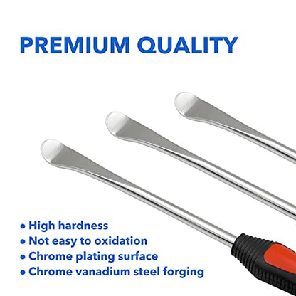 Tire Spoons Tool Set, Professional Tire Changing Kit for Dirt Bike, Motorcycle, Wheelchair, Lawn Mower, Tractor, 3X Tire Spoons, 3X Rim Protectors, 1X Valve Tool, 6X Valve Cores (Basic Sets)