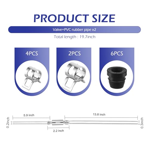 2 PCS Motorcycle Brake Bleeder Hose Kit – Hydraulic Brake & Clutch System Bleeding Tools with One-way Check Valve, Efficient Maintenance & Leak-free Performance, Fits for Most Cars (Silver)