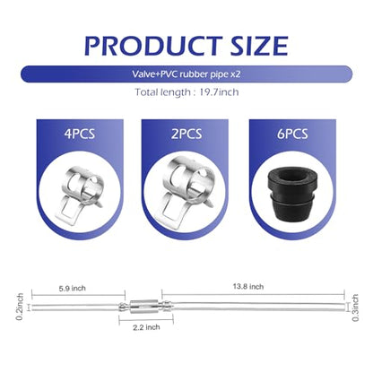 2 PCS Motorcycle Brake Bleeder Hose Kit – Hydraulic Brake & Clutch System Bleeding Tools with One-way Check Valve, Efficient Maintenance & Leak-free Performance, Fits for Most Cars (Silver)