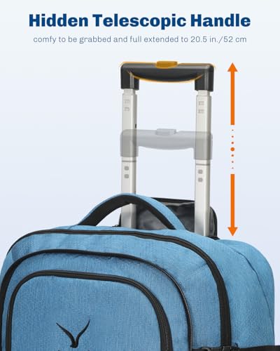 Hynes Eagle 2 in 1 Travel Backpack 22 inches Carry on Luggage 63L Rolling Backpack for Men Women with Packing Cubes 3PCS Set - color: Blue