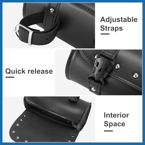 Universal Motorcycle Fork Handlebar Tool Bag Cycling Storage Pouch Bag Waterproof Faux Leather Black Item Replacement