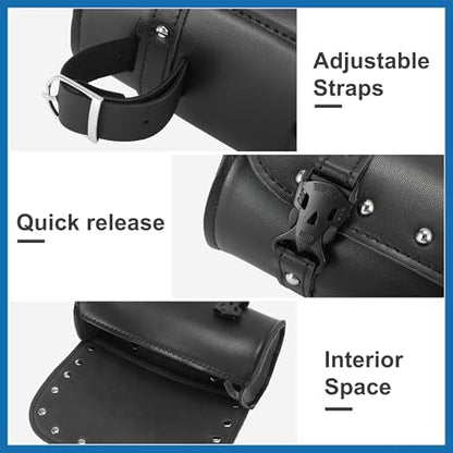 Universal Motorcycle Fork Handlebar Tool Bag Cycling Storage Pouch Bag Waterproof Faux Leather Black Item Replacement