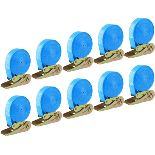 LIFERUN 10 Pack 1" x 20' Ratchet Straps Heavy Duty, 1760lbs Break Strength Endless Ratchet Strap, NO Hook, Tie Down Straps for Motorcycles, Goods, Luggage,Blue - color: Blue