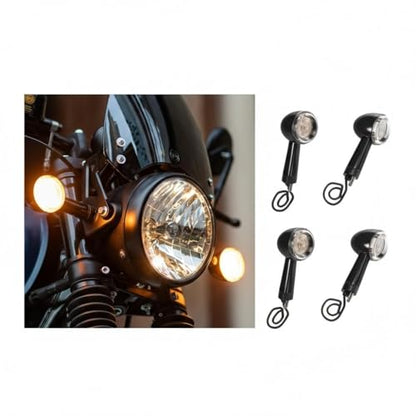 Genuine Black LED Turn Signal Indicators for Hunter 350 Meteor 350, Motorcycle Lighting Accessories, Weather-Resistant, 4 Pack, Model KXA00096