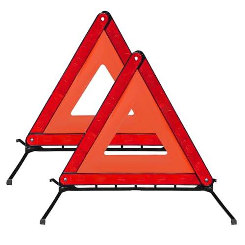 2 PCS Reflective Warning Triangle, Foldable Emergency Warning Frame Triangle with Storage Case, Roadside Hazard Sign Safety Reflector for Auto Breakdown, Car Accessories - color: 2pcs